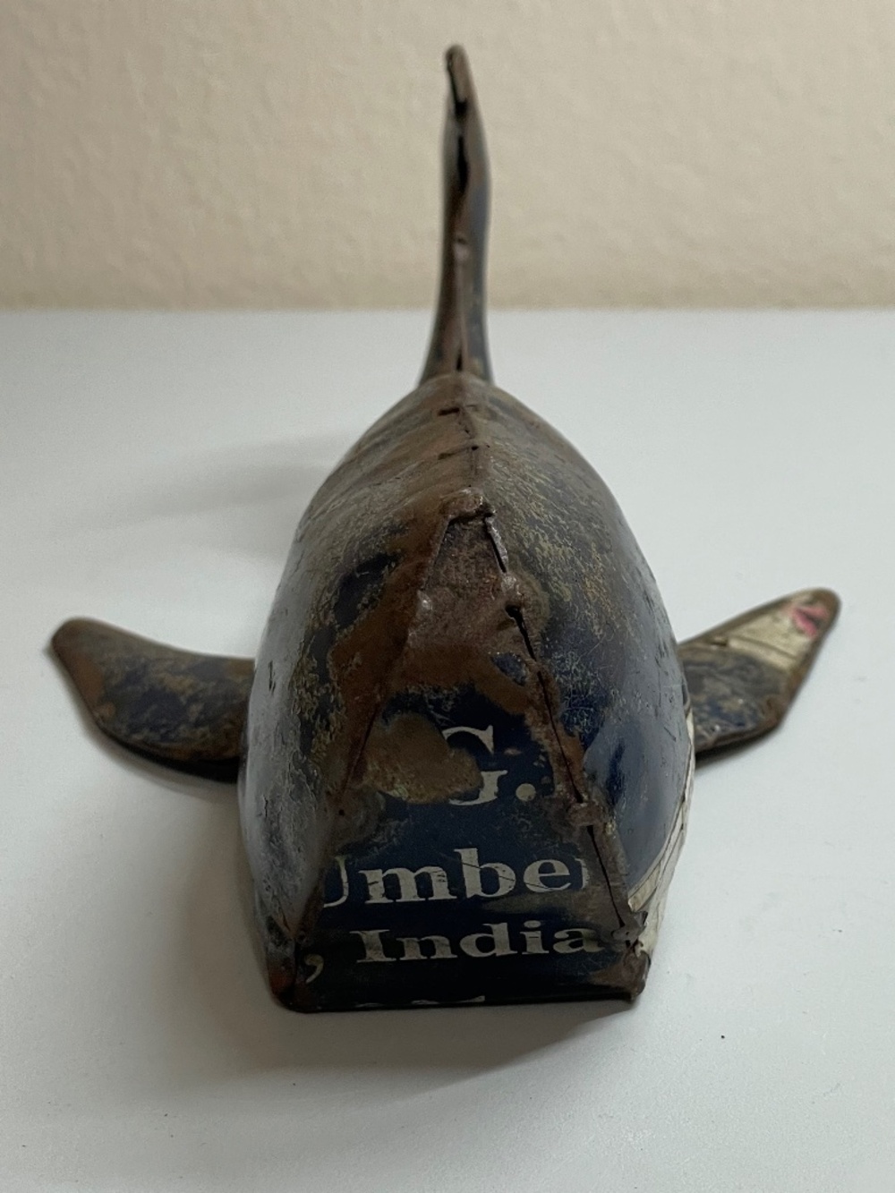 HomArt Reclaimed Metal Whale Sculpture - Rustic Nautical Coastal Decor
